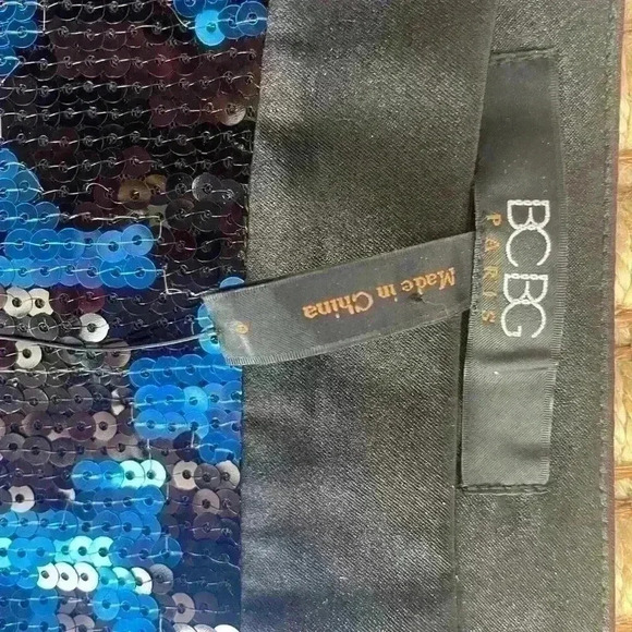 BCBG Paris metallic mini sequin skirt cobalt blue size 0 - Picture 10 of 10